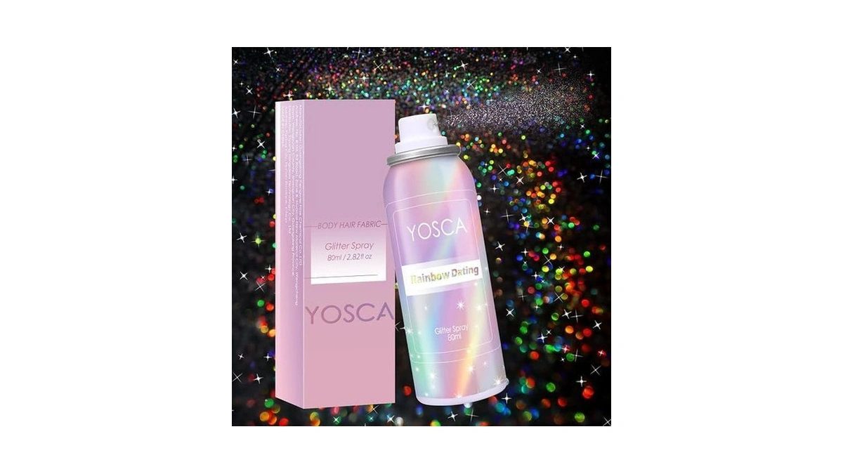 Yosca Body Glitter Spray, 80ml Holographic Silver Glitter Hairspray, Quick-drying