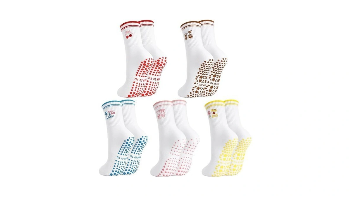 Scenicamp Pilates Grip Socks For Women, 5 Pair Yoga Non