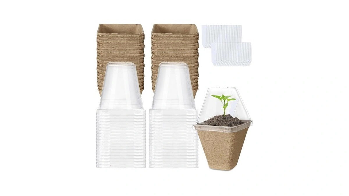 Aulock 36 Sets Plant Nursery Pots With Humidity Dome -
