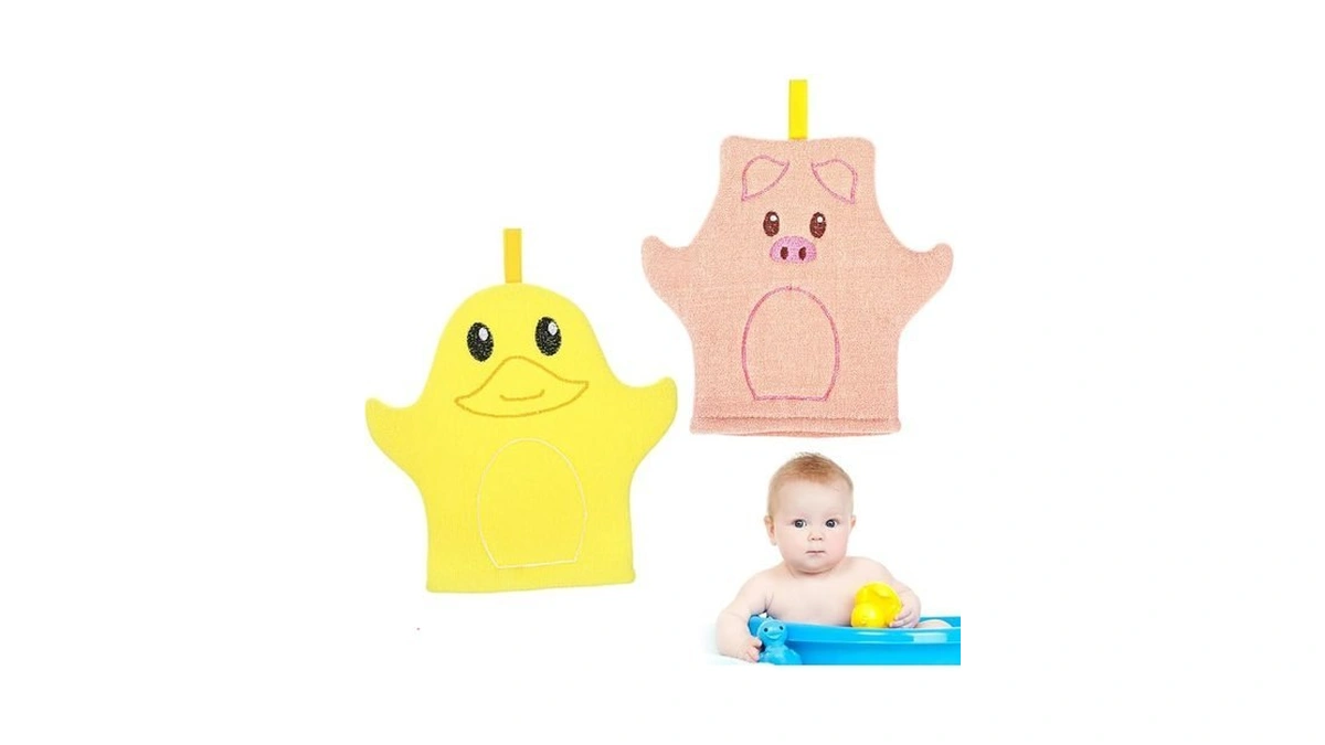 Kfhensomr Baby Bath Mitt 2 Pack, Soft Cotton Animal Wash