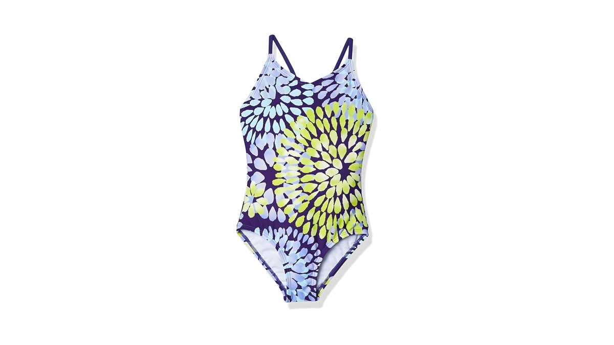 Kanu Surf Girls Beach Sport 1-piece Swimsuit, Daisy Purple, 6x
