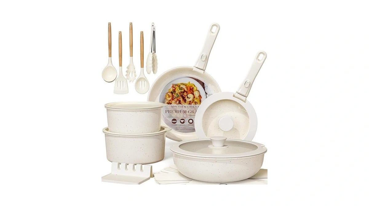 Astercook 21 Pcs Pots And Pans Set Non Stick, Ceramic