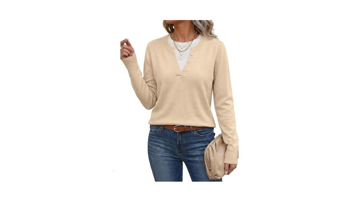 Shewin Sweaters For Womens Lightweight Business Casual Long Sleeves Tops