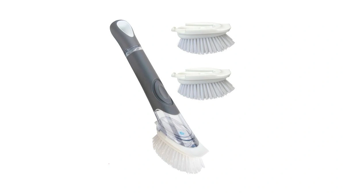 Celox Dish Brush With Soap Dispenser, Heavy Duty Dishwand Kit,