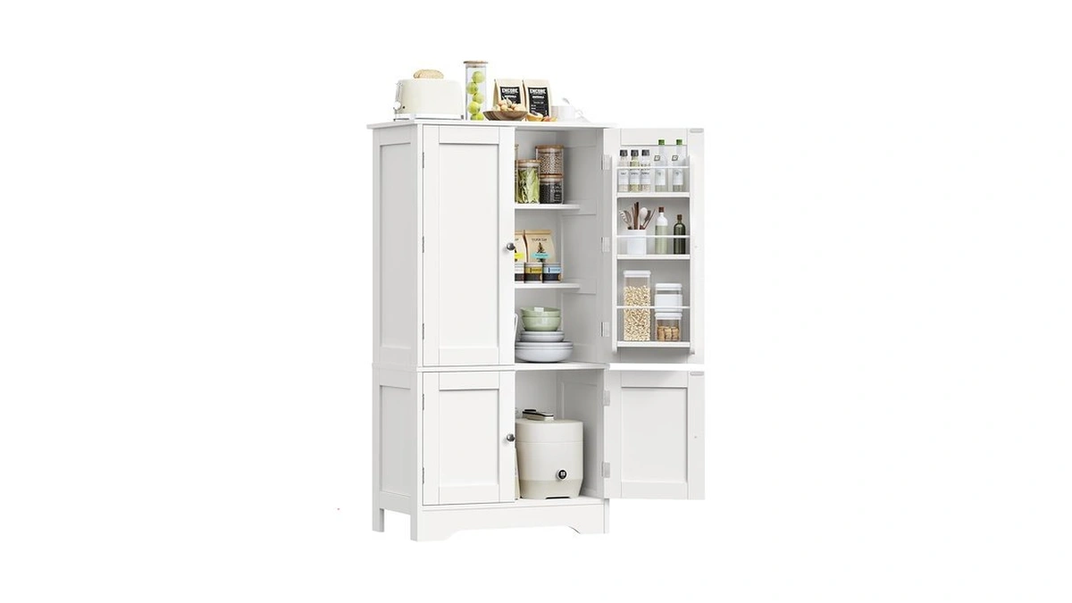 Teenfon 43'h Pantry Cabinet With 4 Doors, Kitchen Cabinet With