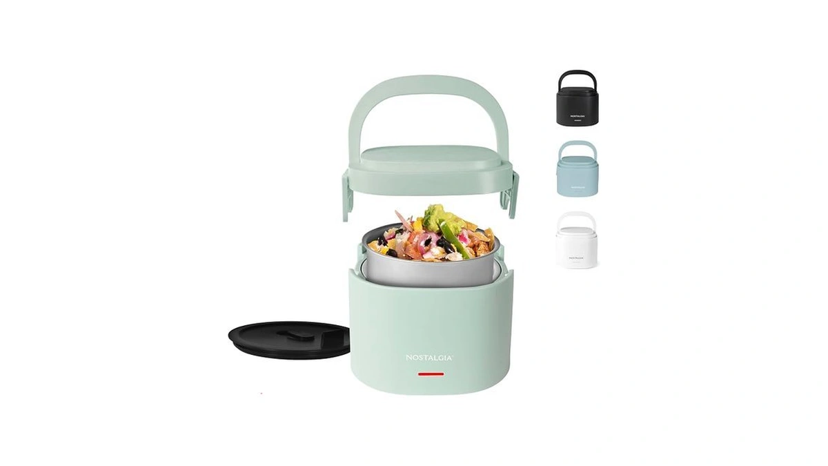 Nostalgia Portable 20-ounce Electric Heated Lunch Box – Travel Size