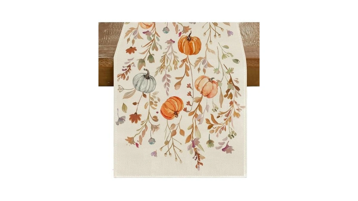 Rabusofa Orange Pumpkins Floral Fall Table Runner,seasonal Autumn Kitchen Dining