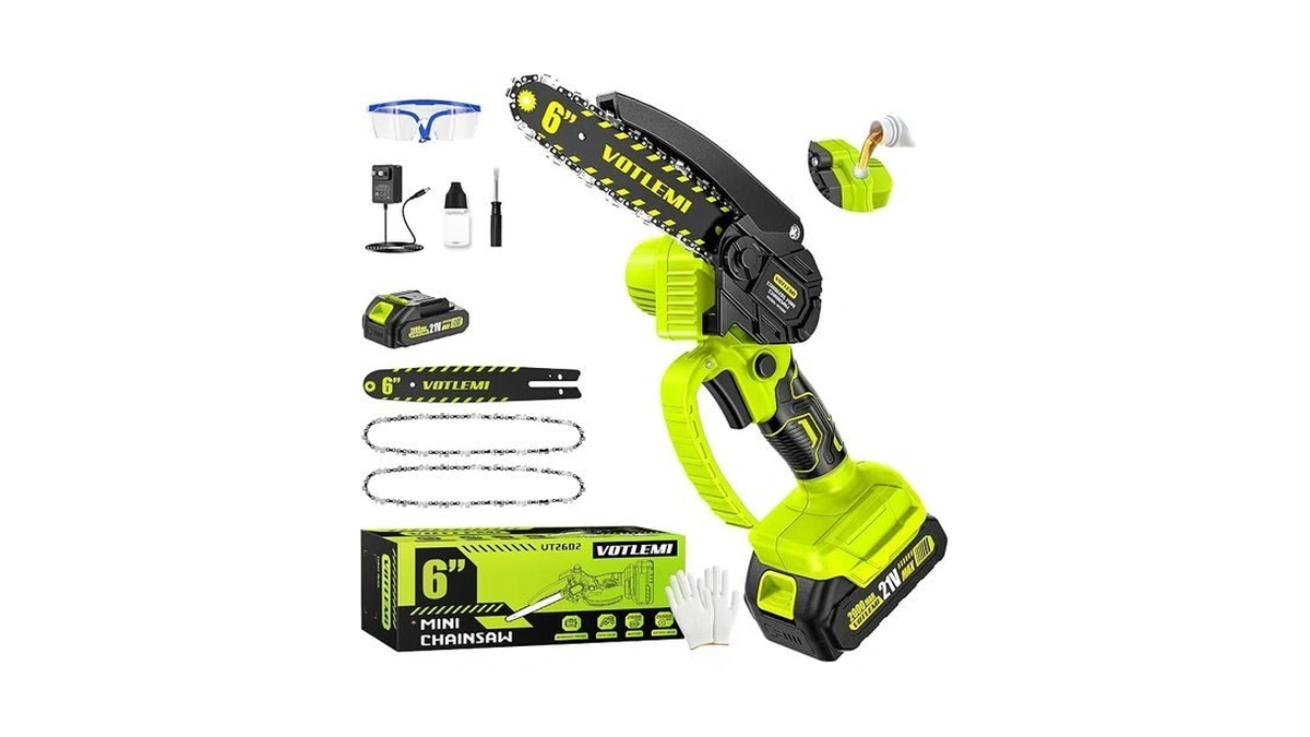Votlemi Mini Chainsaw Cordless, 6 Inch Electric Chainsaw With 2000mah
