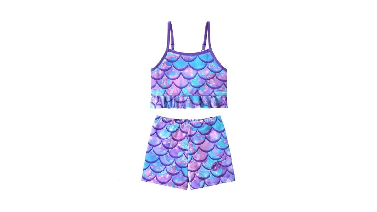 Toddler Tankini Girls Swimsuit 2 Pieces Mermaid Bathing Suit Little
