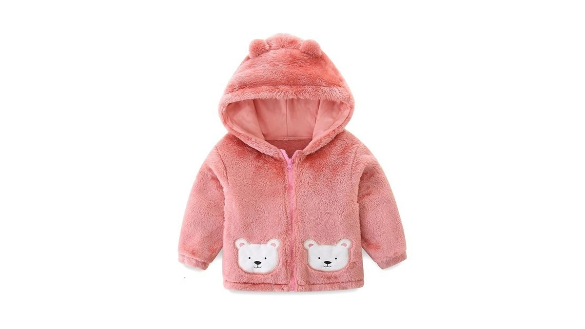 Baby Girls Bear Ears Shape Fleece Long Sleeve Jacket Toddler