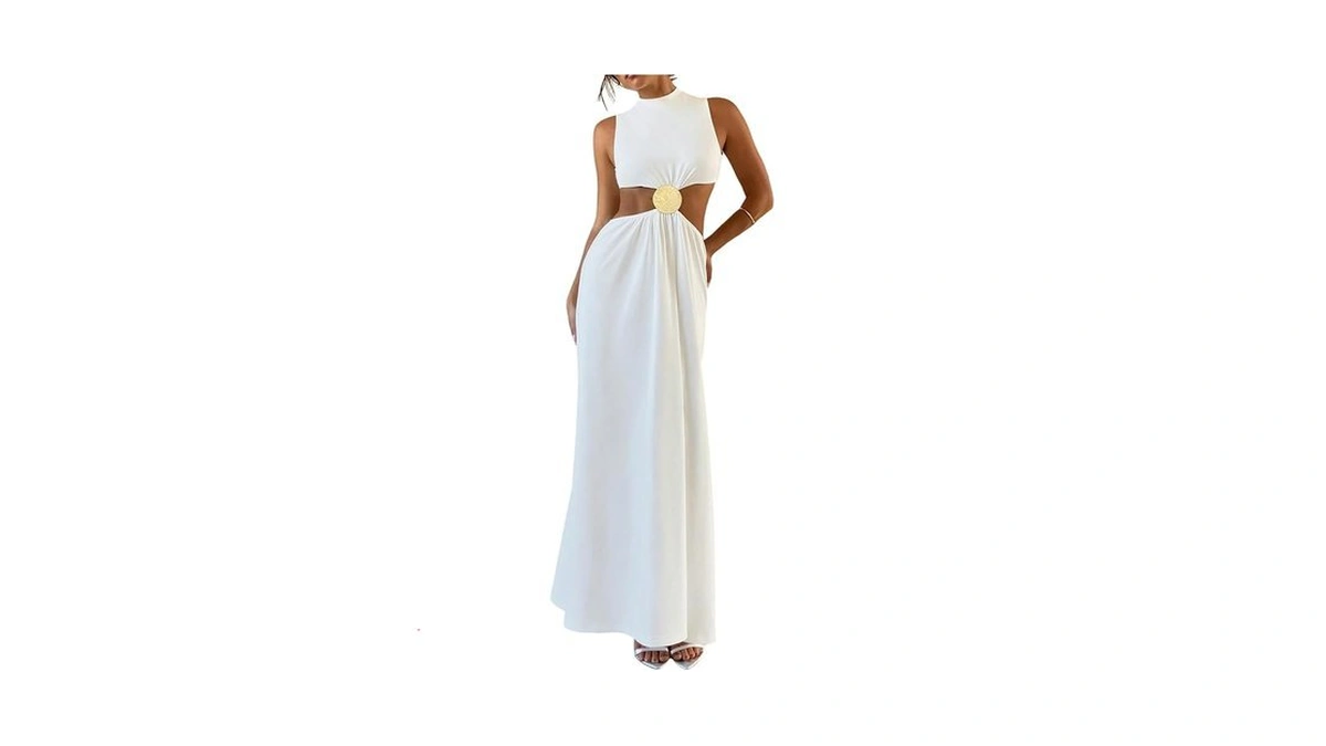 Floerns Women's Cut Out Summer Maxi Dress Sleeveless Flared Beach