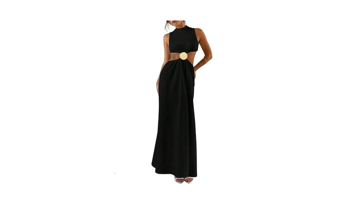 Floerns Women's Cut Out Summer Maxi Dress Sleeveless Flared Beach