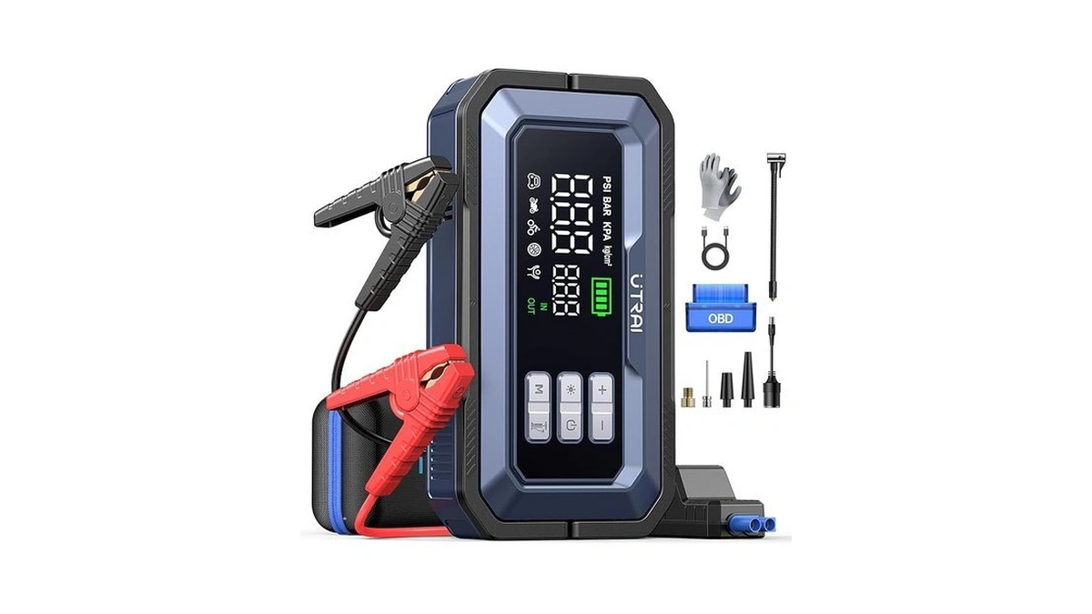 Utrai Car Battery Booster Jump Starter With Air Compressor, 7000a