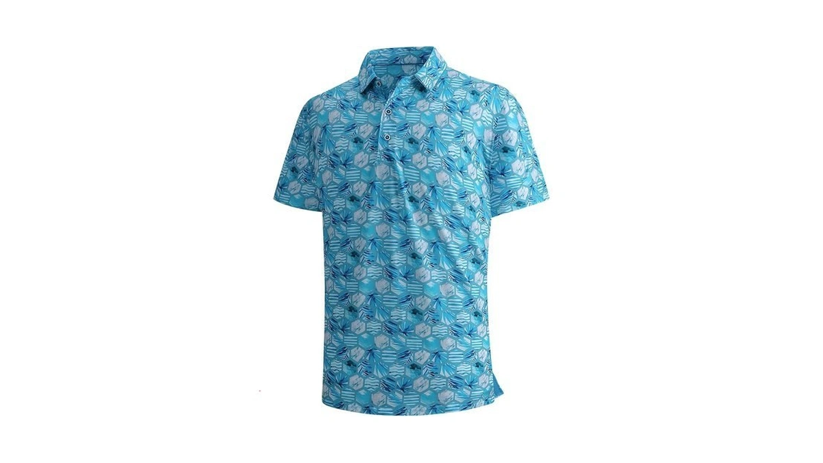 Samerm Mens Golf Shirt Short Sleeve Print Performance Moisture Wicking