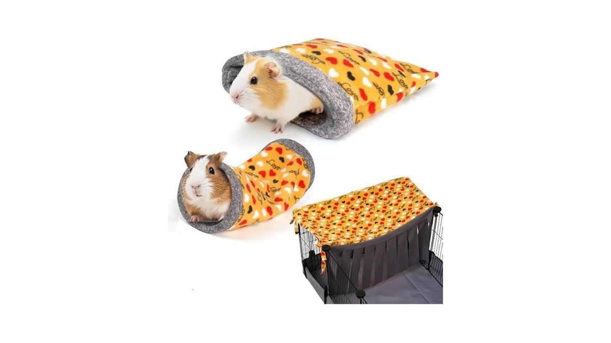 Naplord Small Pet Fleece Set,guinea Pig Snuggle Sack, Tunnel,fleece Forest