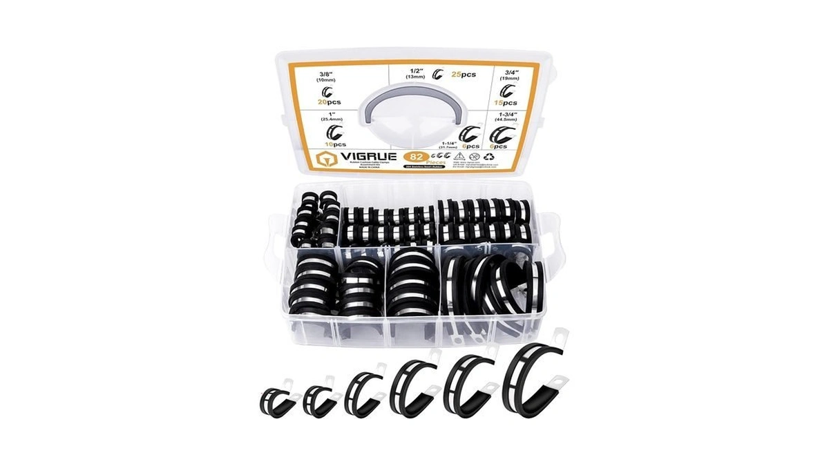Vigrue Cable Clamps Kit, 82pcs Large Rubber Clamp 3/8″ 1/2″