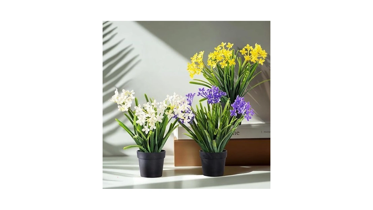 Yarmare 3 Pack Fake Small Plant In Pot Artificial Potted