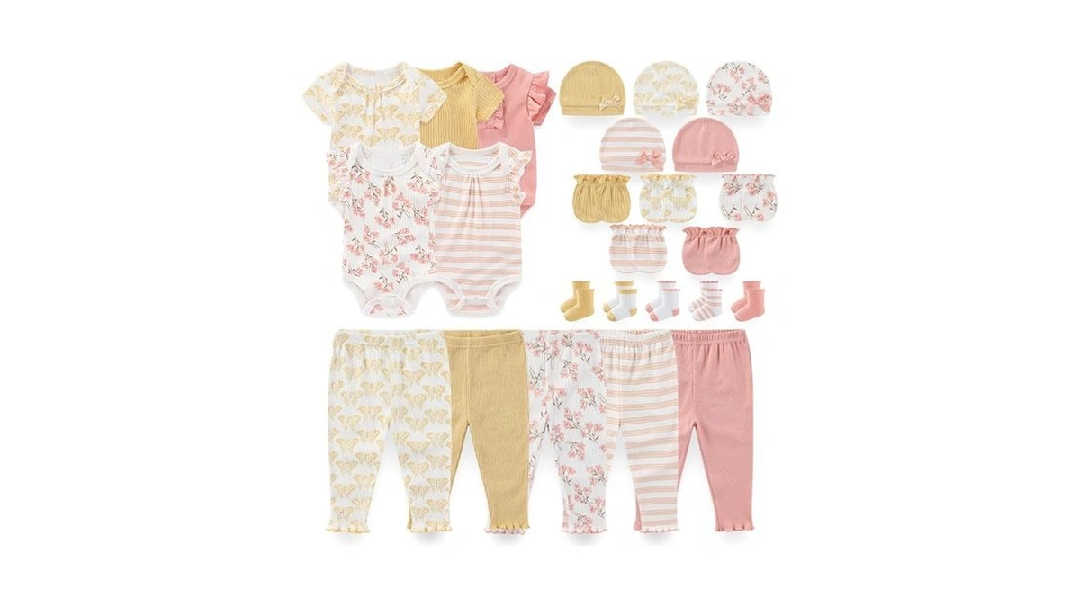 Kiddiezoom Newborn Baby Layette Essentials Giftset Clothing Set Short-sleeve Bodysuit