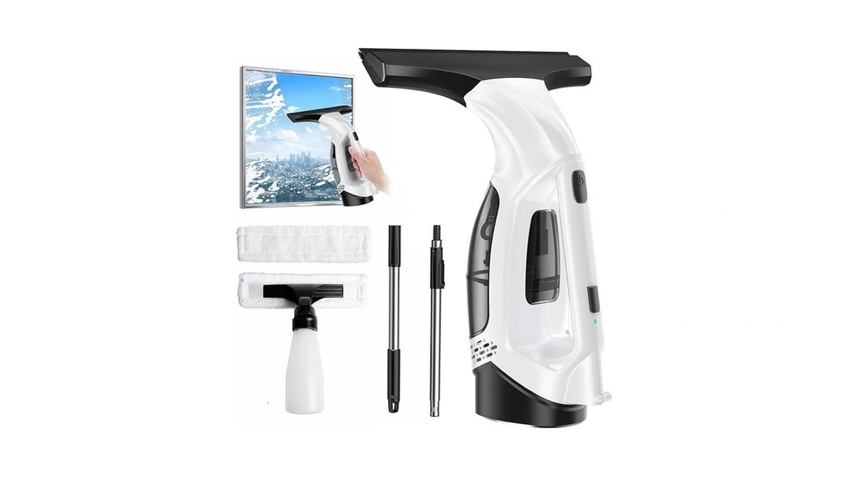 Birdsuite Cordless Window Vacuum Squeegee With Extension Pole, Electric Window