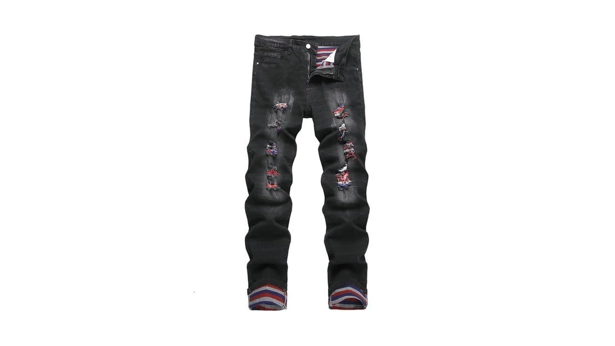 Qimyum Mens Ripped Jeans, Distressed Destroyed Slim Fit Straight Leg