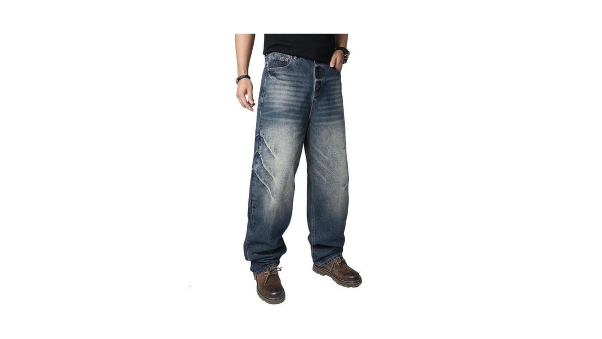 Aititia Men's Wash Wide Leg Baggy Jeans (36, 9501 Vintage