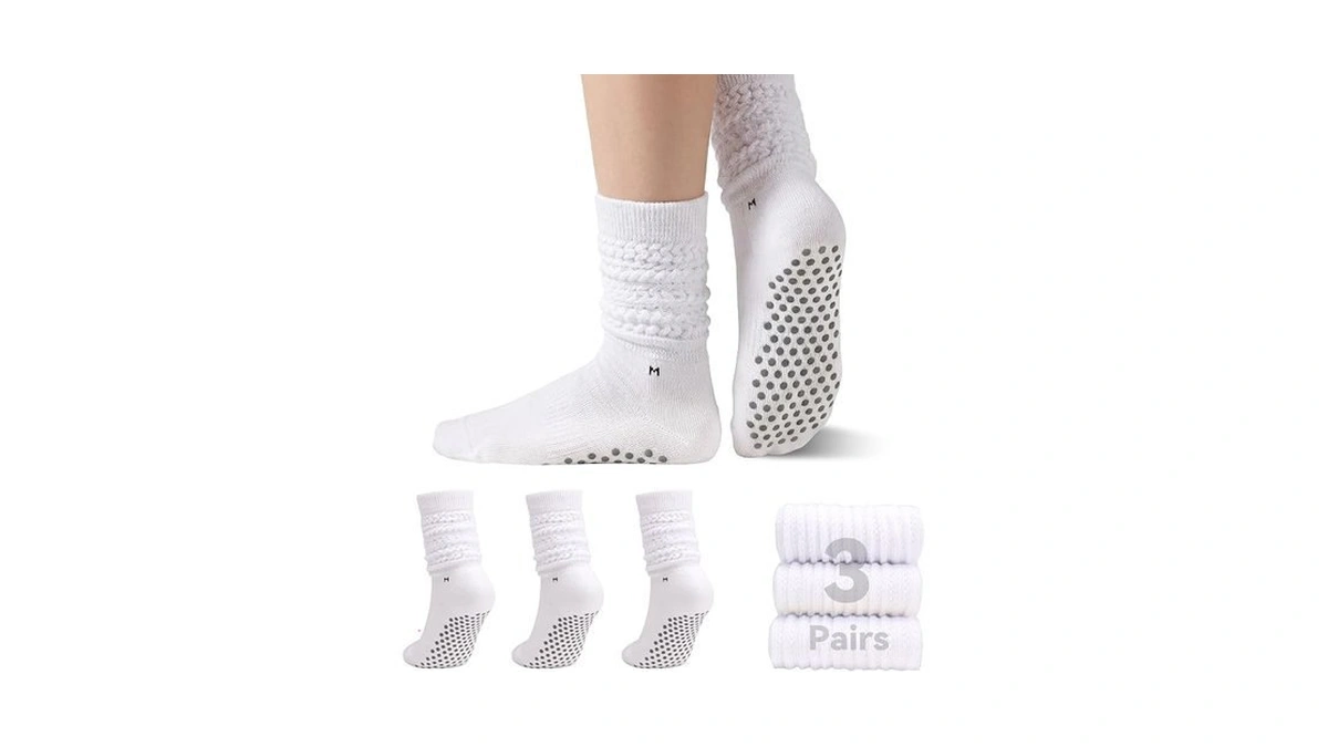 Rtzat 3 Pack Pilates Grip Socks For Women – Non