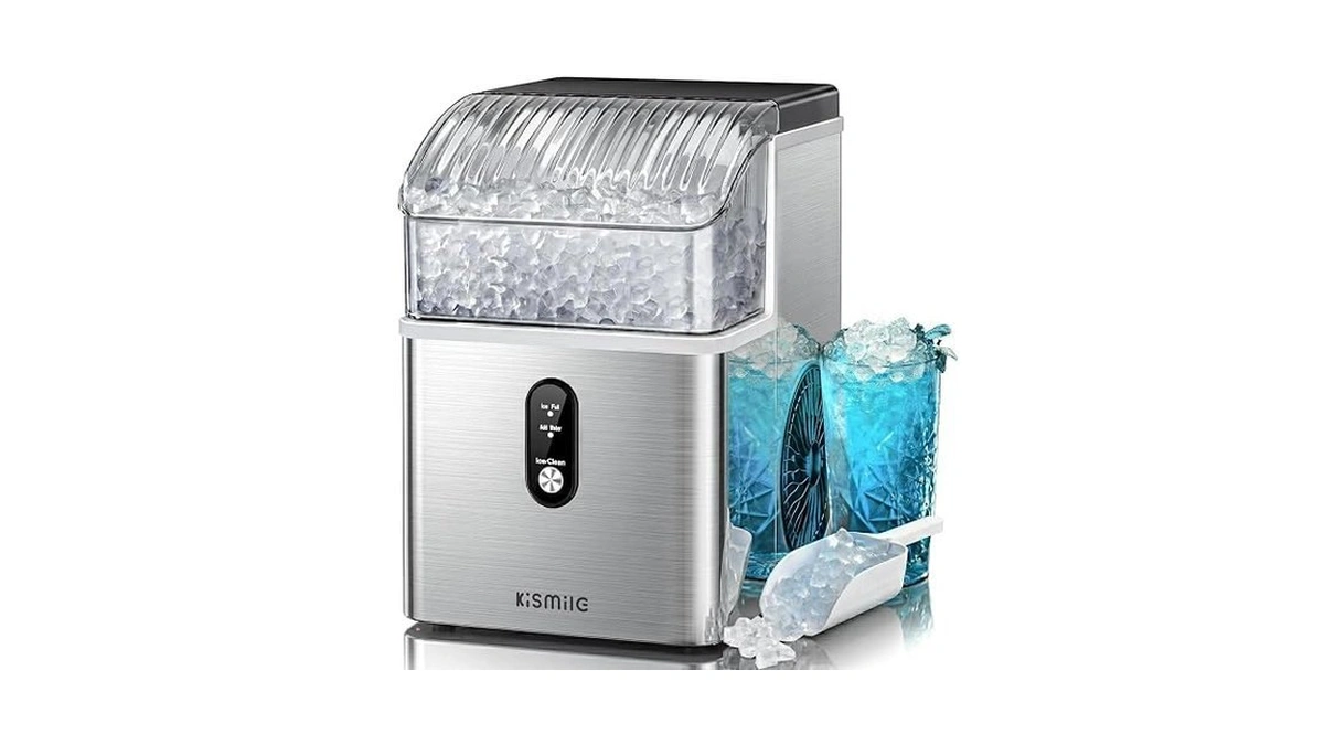 Kismile Nugget Ice Makers Countertop,portable Ice Machine With Crushed Ice,