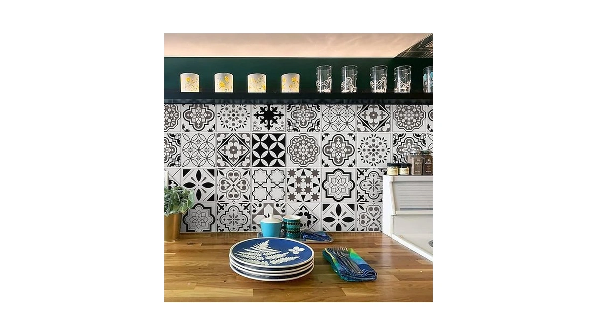 Timeet Thicken Glossy Backsplash Kitchen Contact Paper Tile Wallpaper Removable