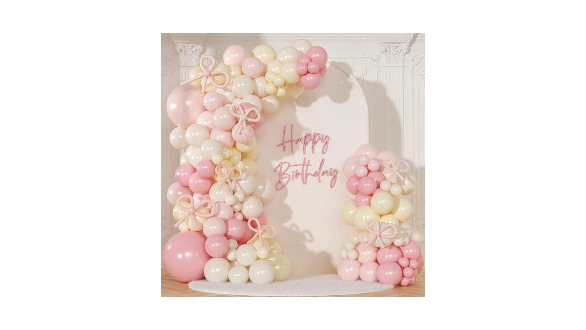 Pink And Yellow Balloon Arch Kit For Lemon Birthday Party