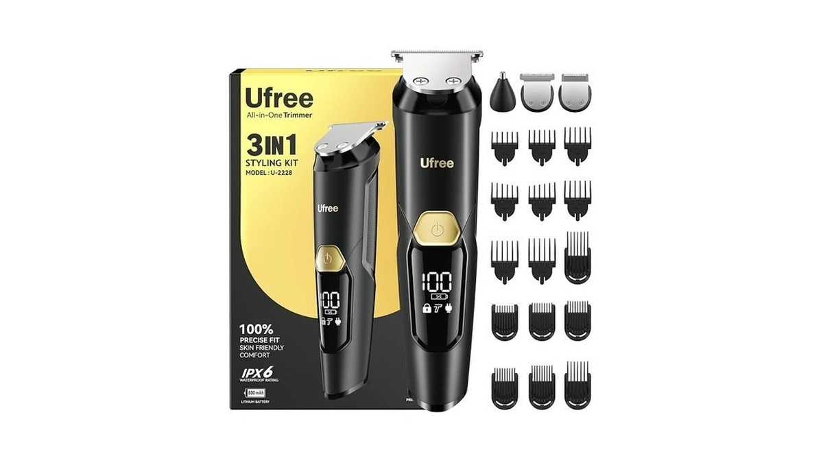 Ufree 3-in-1 Beard Trimmer For Men, Ipx6 Waterproof Electric Razor