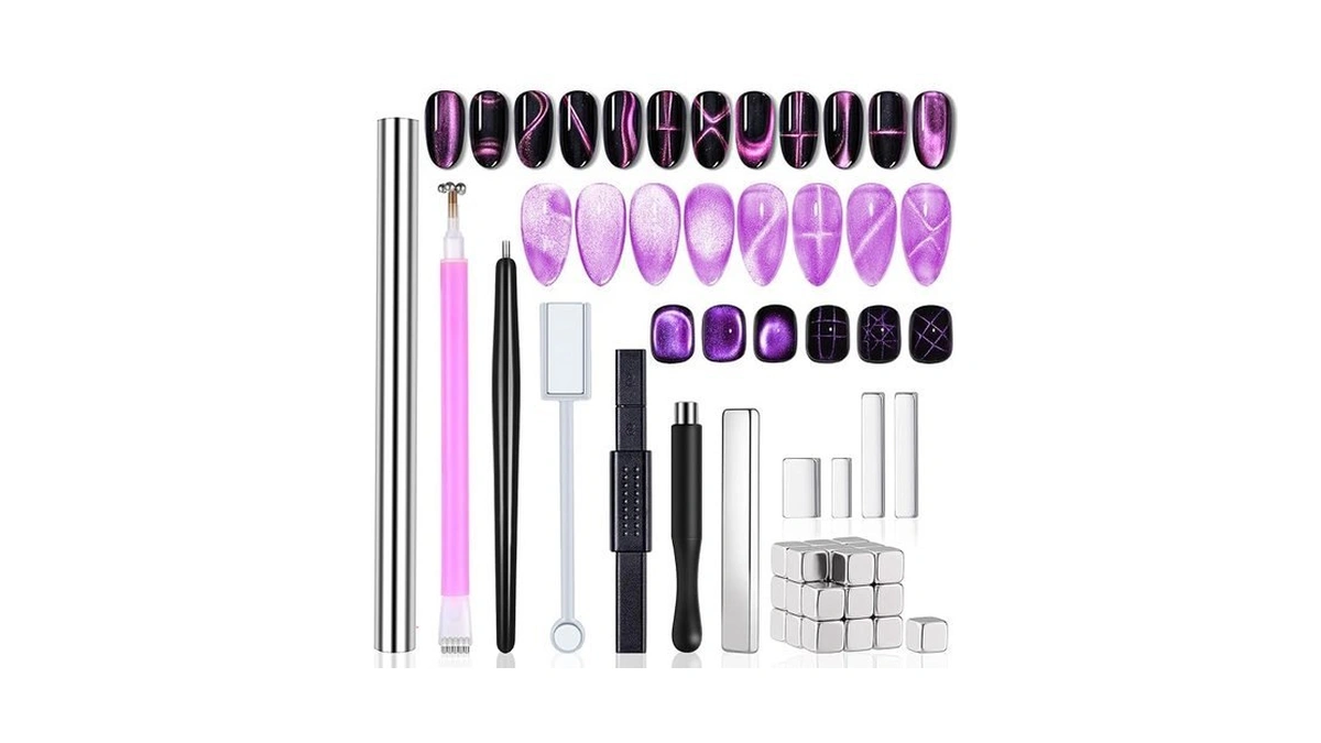 Jfiyuomci 38pcs Cat Eye Nail Magnet Tool Set, Strong Magnetic