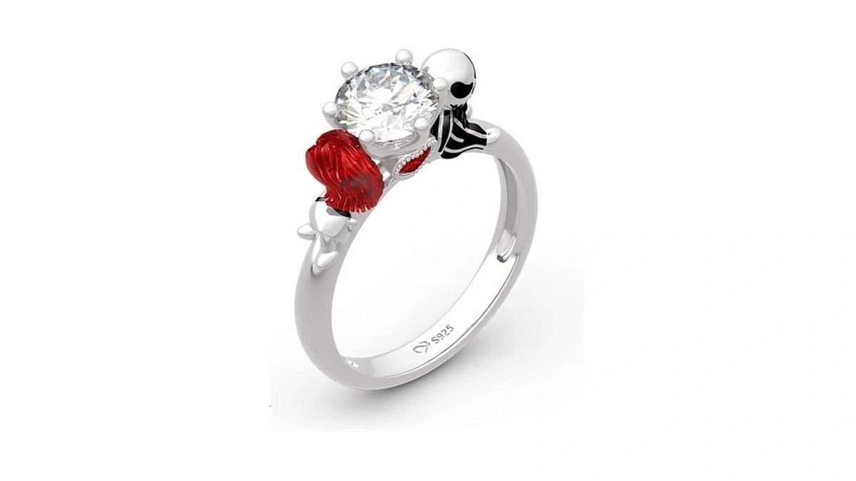 Jeulia Hug Me Magic Of Love Skull Couple Round Cut