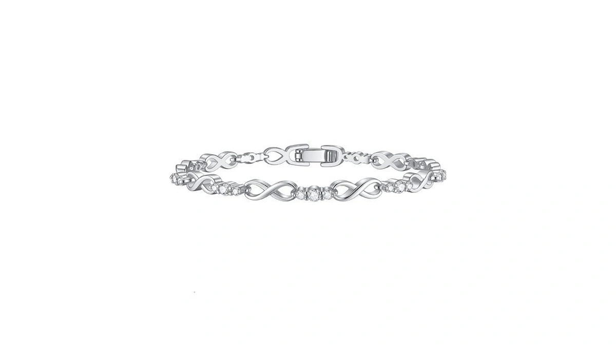 Goxygen 14k Gold Plated Infinity Cz Tennis Bracelet For Women
