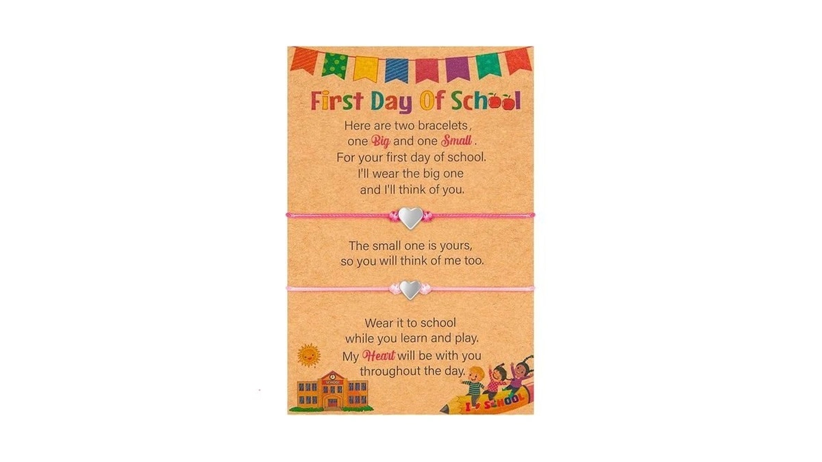 2pcs Mommy And Me Bracelets, Heart Back To School Bracelets