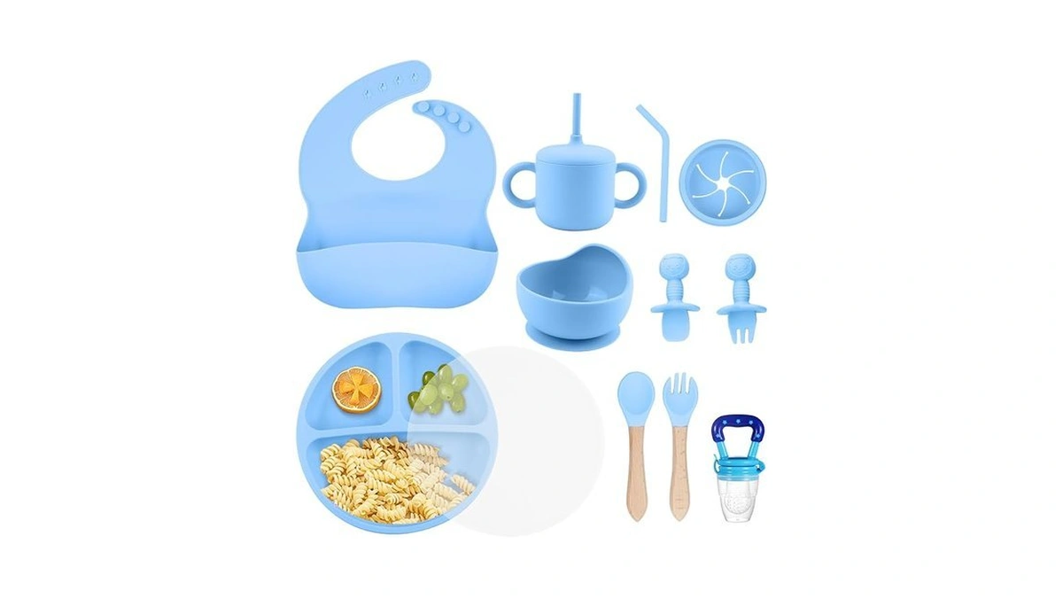 Shgmeet Silicone Baby Feeding Set, Bpa Free Baby Feeding Essentials,