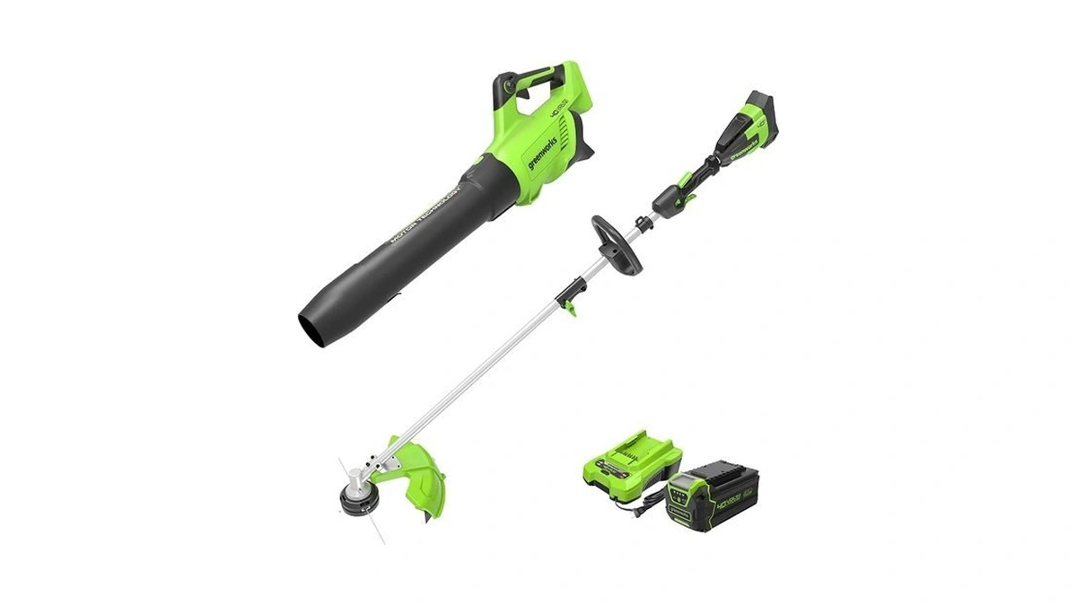 Greenworks 40v Brushless String Trimmer & Leaf Blower Combo Kit,