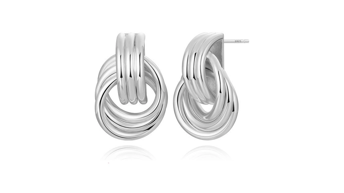 Fslead 925 Sterling Silver Plated Knot Earrings For Women Long