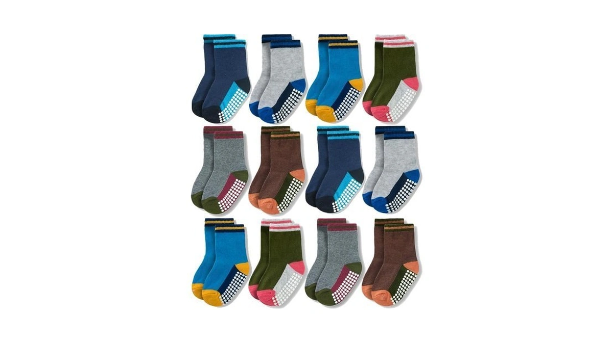 Jakidar 12 Pack Baby Toddler Socks Non Slip Grip Cotton