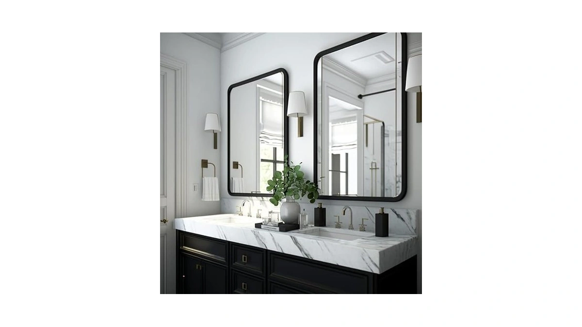 Ushower 2-pack Black Bathroom Mirrors For Over Sink 24 X