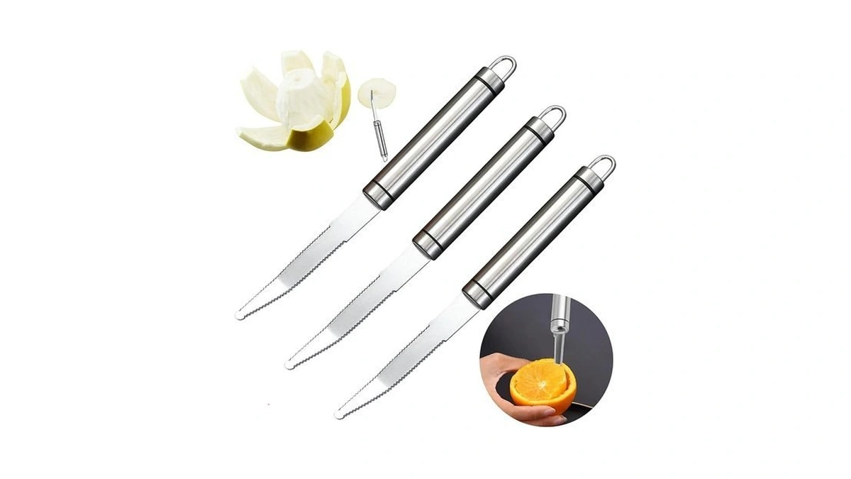 Linyuearui 3 Pcs Curved Serrated Bread And Grapefruit Knife, Stainless