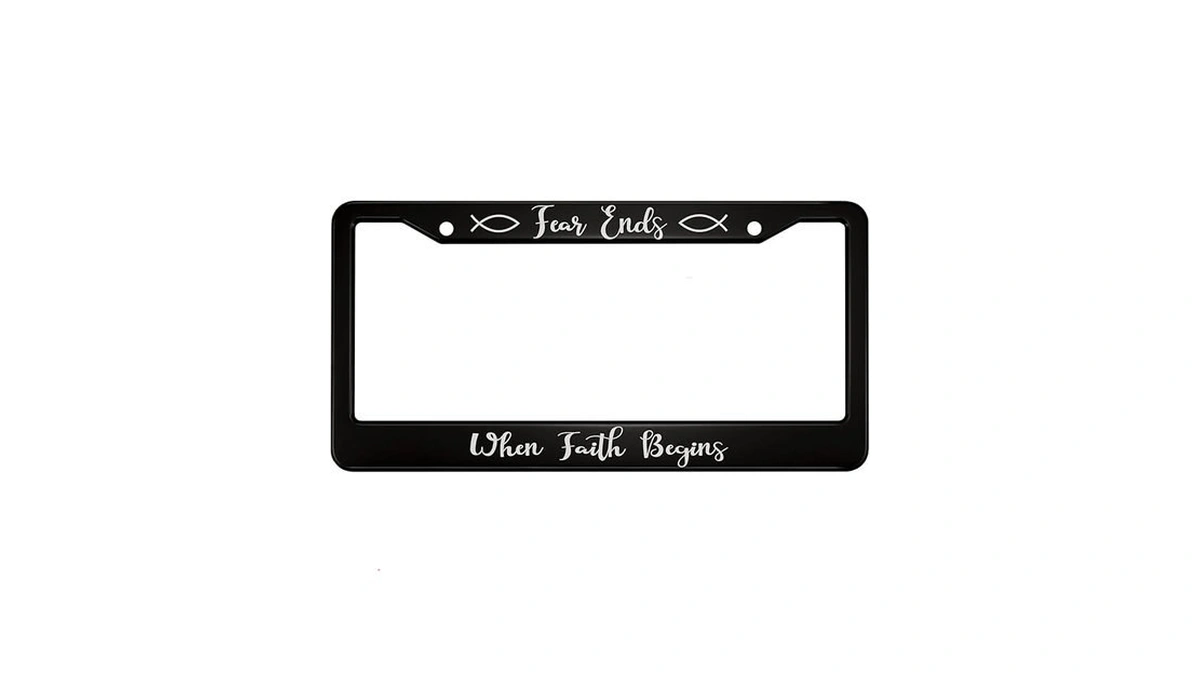 Ofloral Fear Ends When Faith Begins Aluminum Alloy License Plate