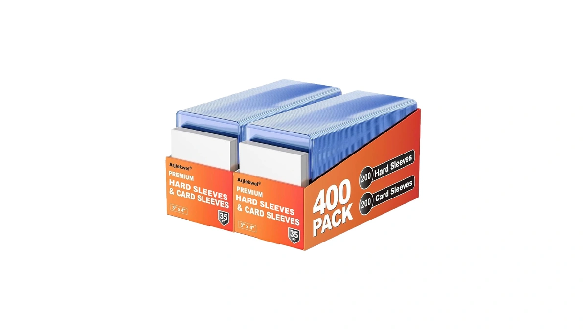 400 Pack Card Sleeves Hard Plastic, Arjiekwei 3"x4" Baseball Cards