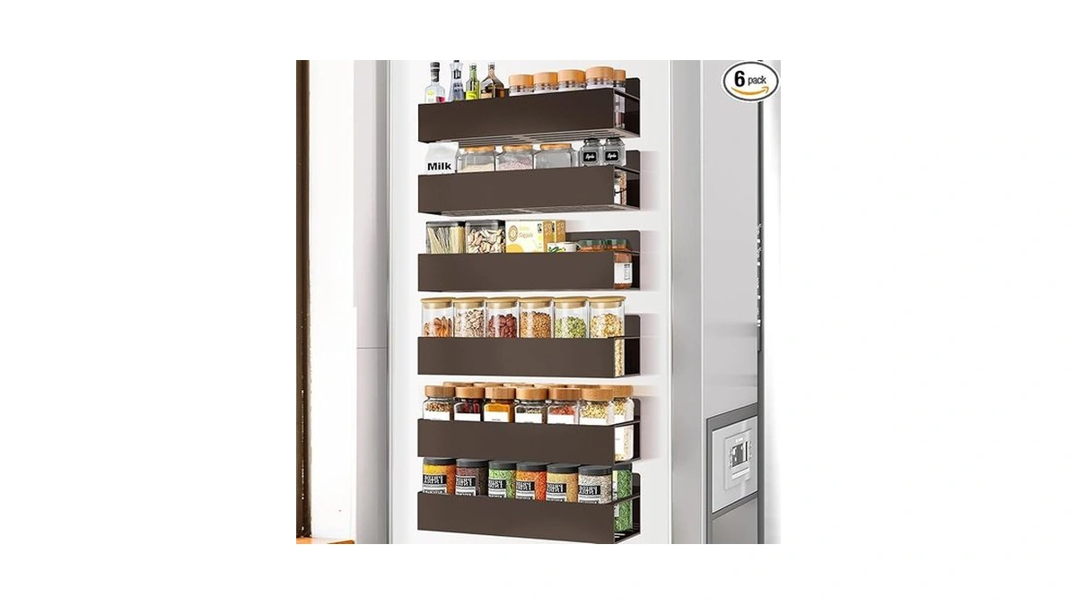 Smrcad 6 Pack Metal Magnetic Spice Rack For Fridge, Heavy
