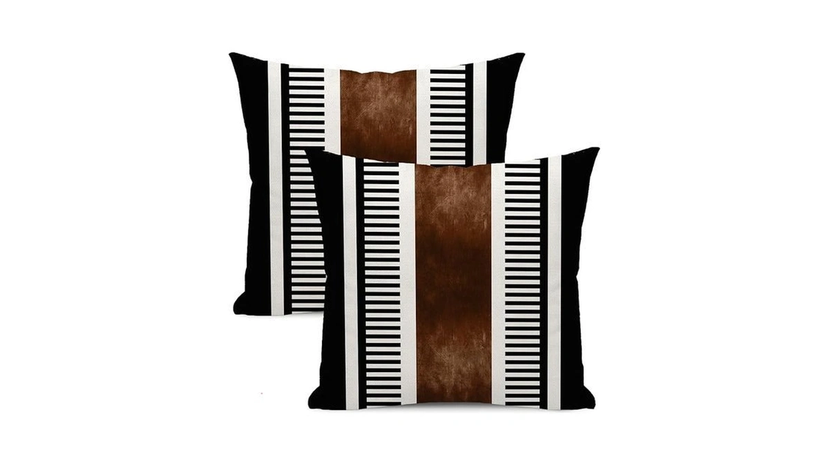 Dafena Black Brown Pillow Covers 16x16 Inch 2 Pcs Western