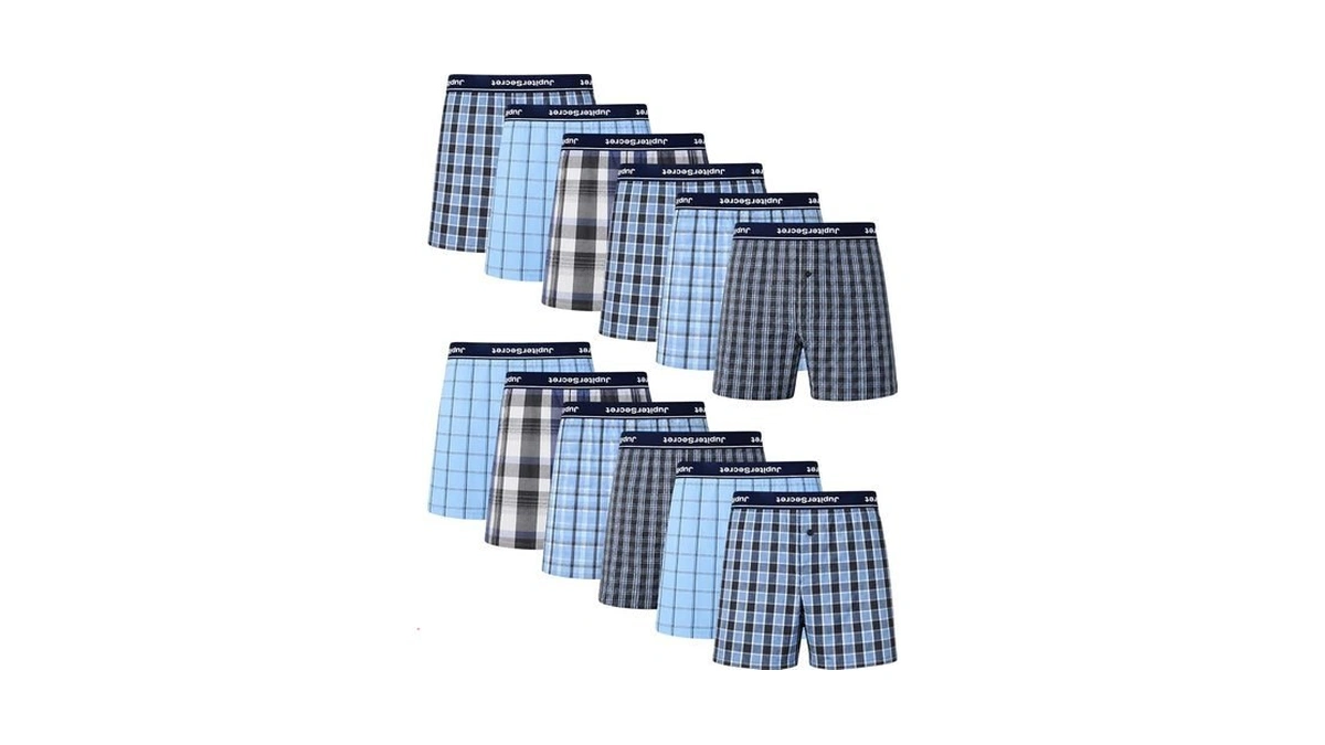 Jupitersecret Mens Boxer Shorts Inverted Waistband 100% Cotton Men's Classic