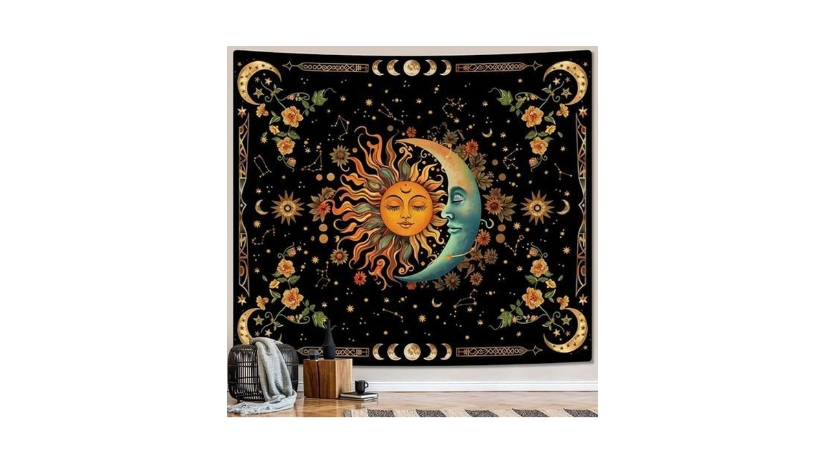 Artcreator Sun And Moon Tapestry Astrology Space Wall Hanging Boho