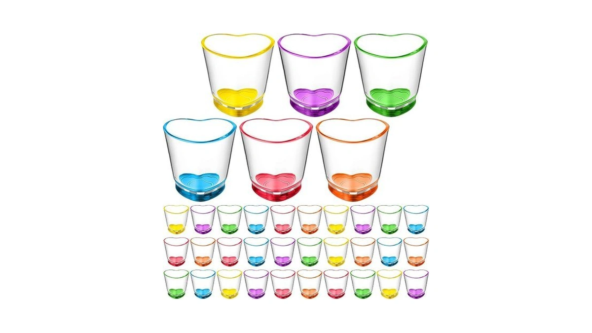 Sabary 36 Pcs 1.5oz Mini Shot Glasses Valentine's Day Heart