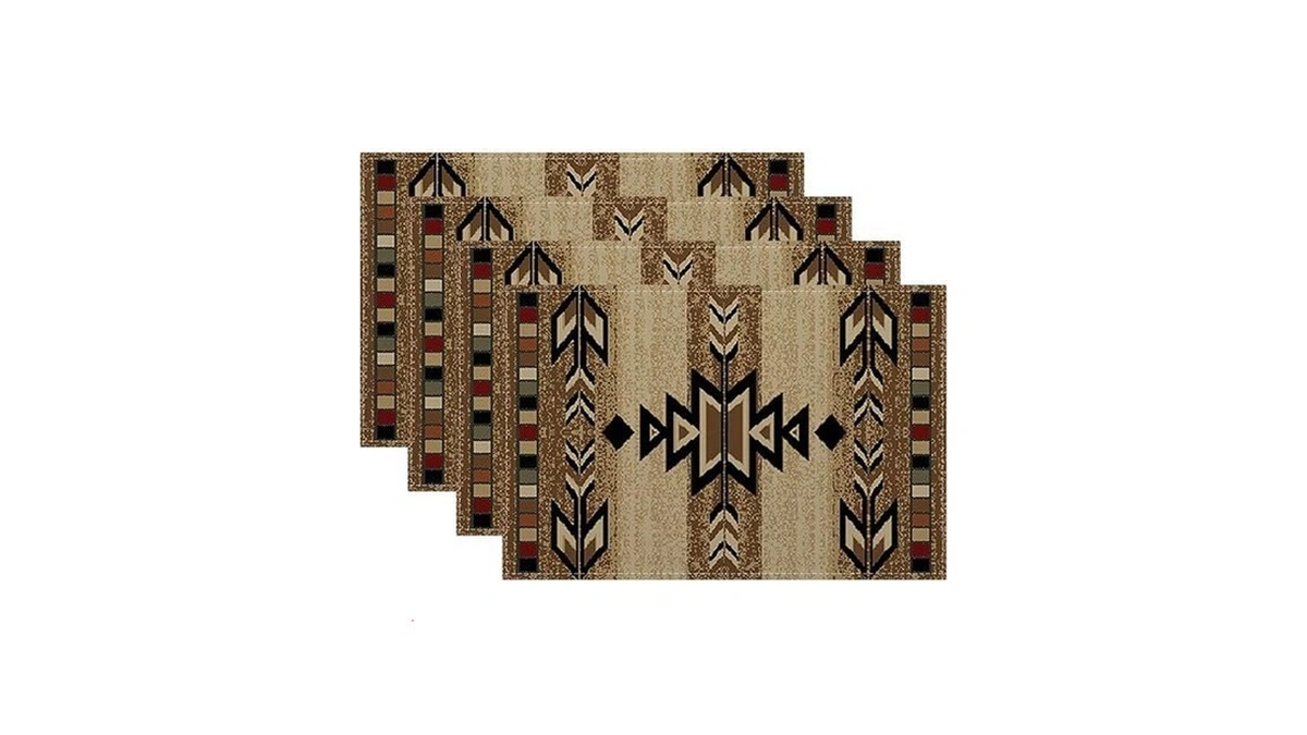 Brown Black Boho Placemats Set Of 4 Rustic Aztec Western