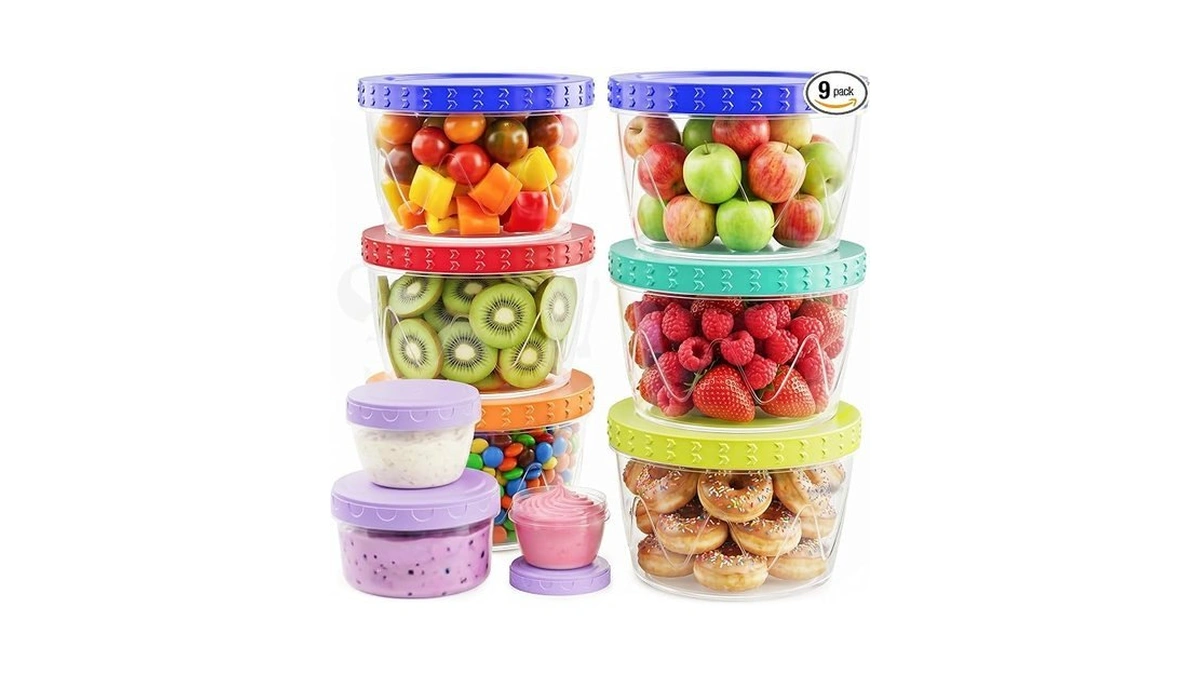 9 Pack- 17/10/5/2.7oz Reusable Freezer Storage Containers, Airtight Plastic Food
