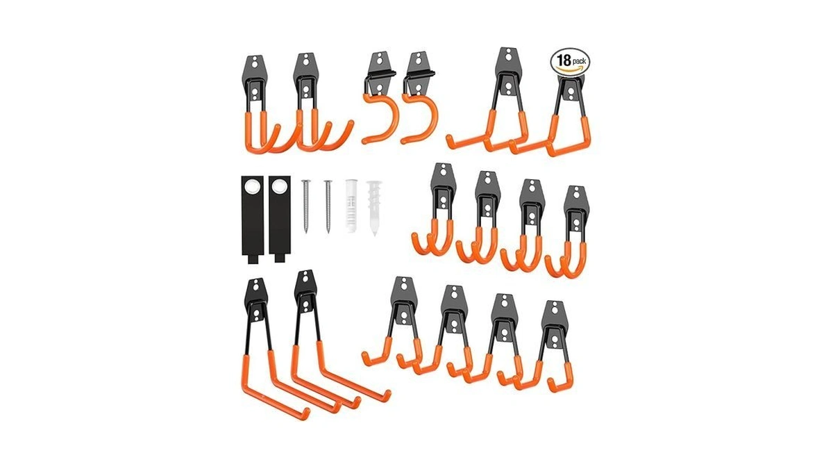 Veferdo Heavy Duty Garage Hooks 18 Pack, Utility Steel Wall